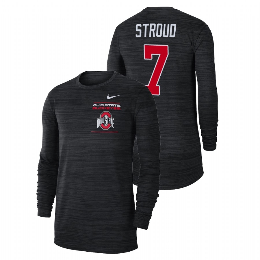 Ohio State Buckeyes Men's NCAA C.J. Stroud #7 Black 2021 Sideline Velocity Long Sleeve College Football T-Shirt SXN7649YZ